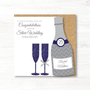 Personalised Handmade Silver/25th Wedding Anniversary Card
