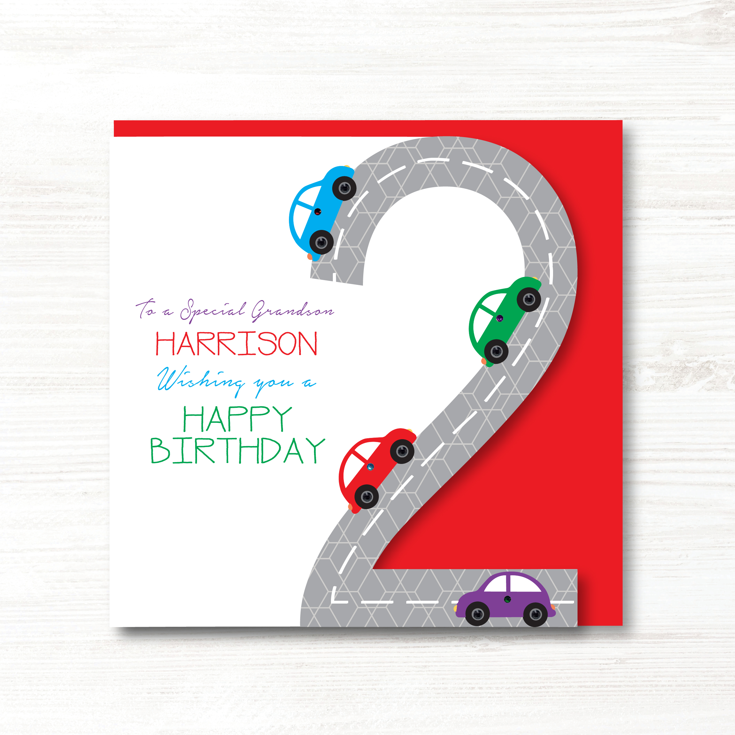 Personalised Handmade Boy Car Birthday Card 1st, 2nd, 3rd, 4th, 5th - Image 2