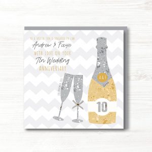 Personalised Handmade Tin/10th Wedding Anniversary Card - Any Relation
