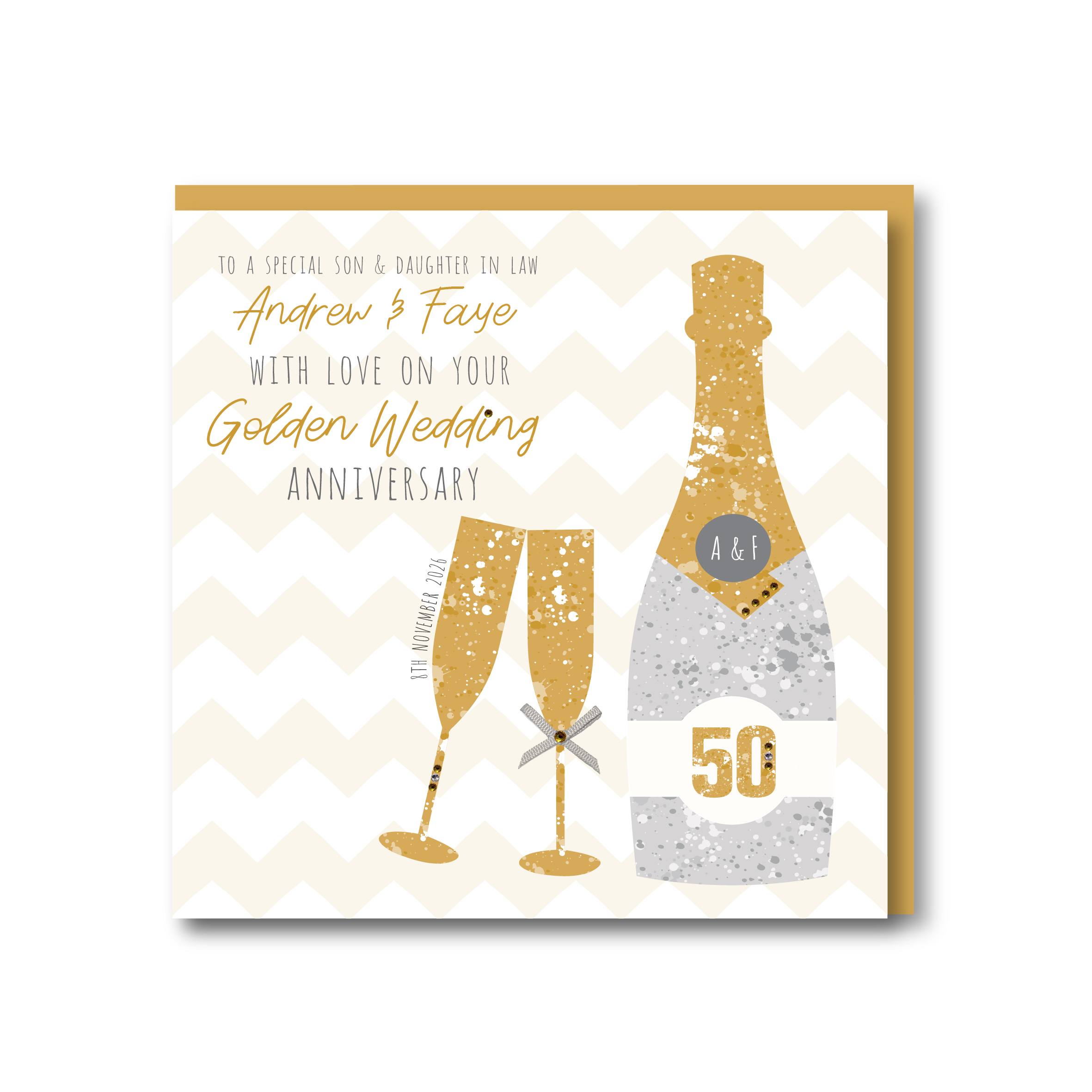 Personalised Handmade Golden Wedding Anniversary Card - Any Relation - Image 2