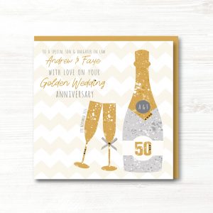 Personalised Handmade Golden Wedding Anniversary Card - Any Relation