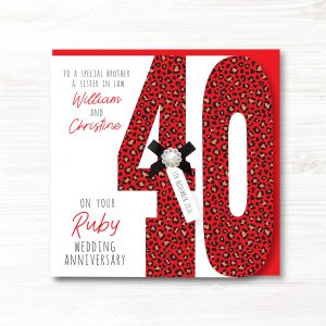 Personalised Handmade Ruby/40th Wedding Anniversary Card - Any Relation
