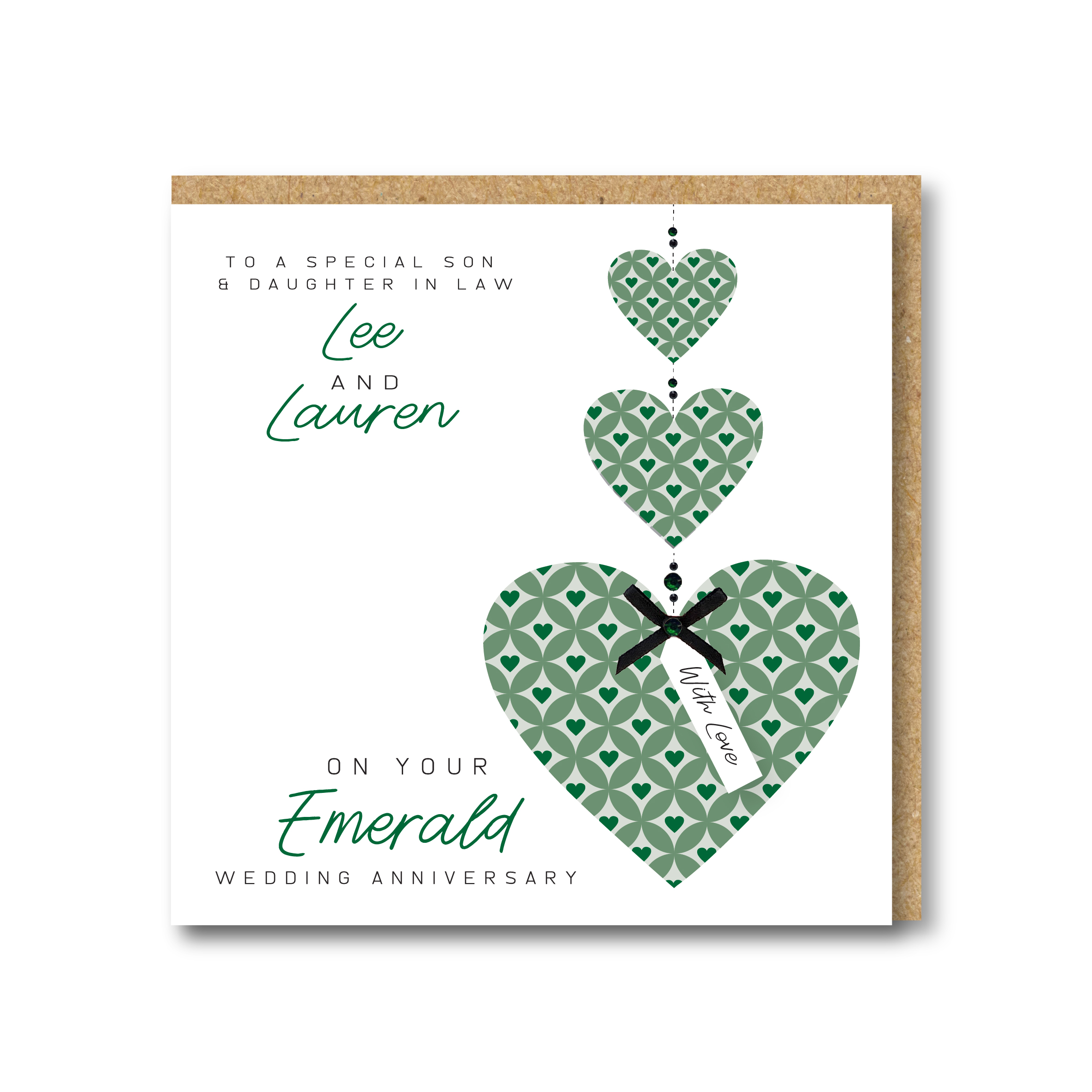 Personalised Handmade Emerald/55th Wedding Anniversary Card - Any Relation - Image 2