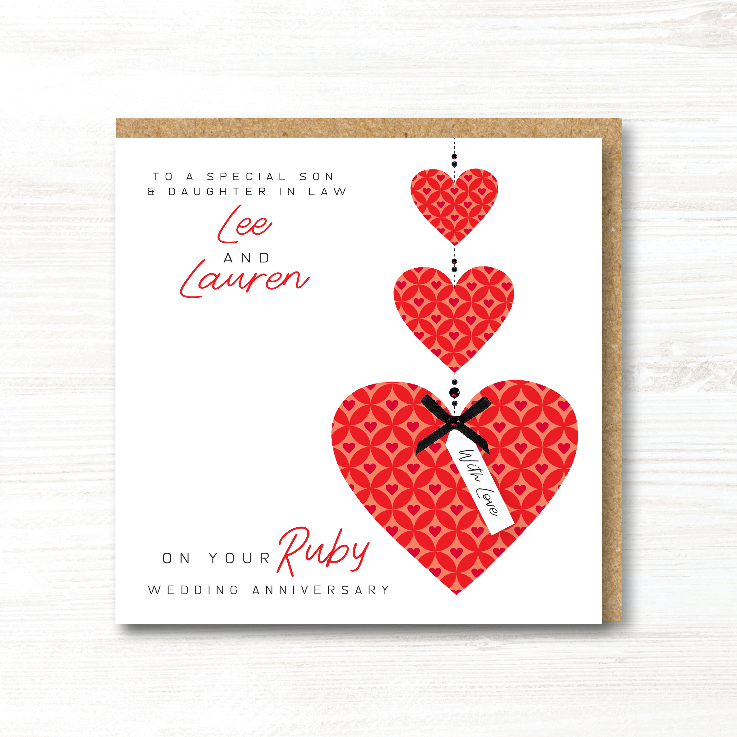 Personalised Handmade Ruby/40th Wedding Anniversary Card