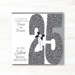 Personalised Handmade Silver/25th Wedding Anniversary Card - Any Relation