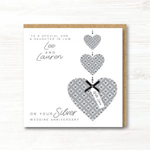 Personalised Handmade Silver/25th Wedding Anniversary Card - Any Relation