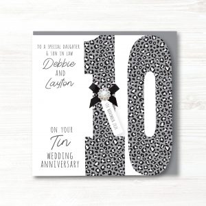 Personalised Handmade Tin/10th Wedding Anniversary Card - Any Relation