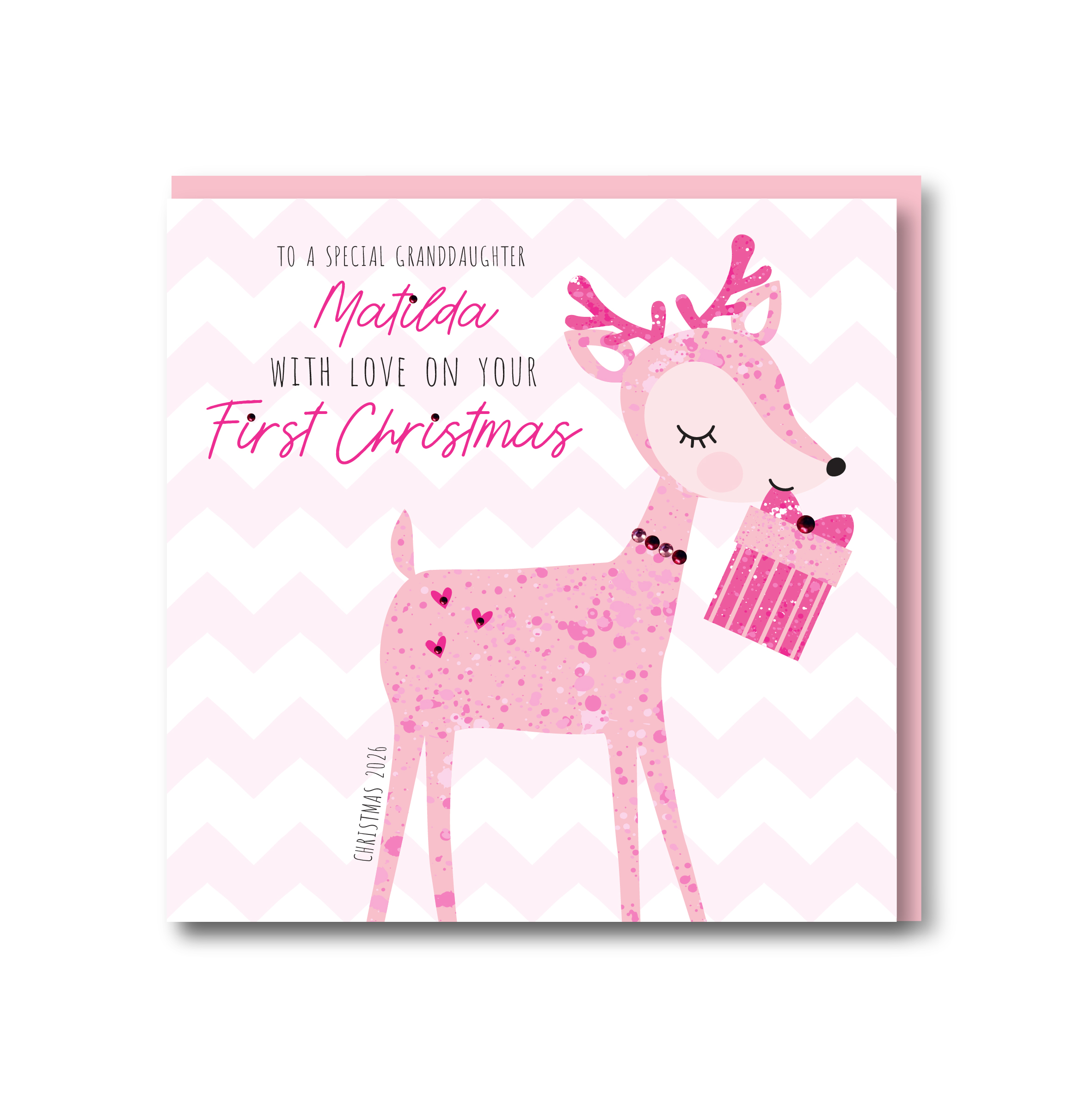 Beautiful Personalised Handmade Baby Girl First 1st Christmas Card - Any Relation - Image 2