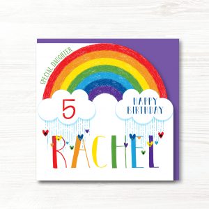 Personalised Handmade Girl Rainbow Birthday Card 1st, 2nd, 3rd, 4th, 5th, 6th, 7th, 8th, 9th, 10th, Any Relation