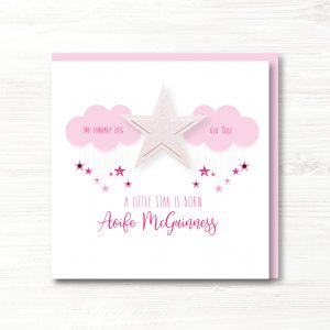Personalised Handmade New Baby Girl Card