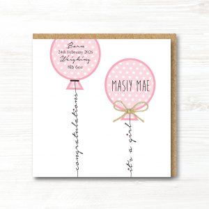 Beautiful Personalised Handmade New Baby Girl Card