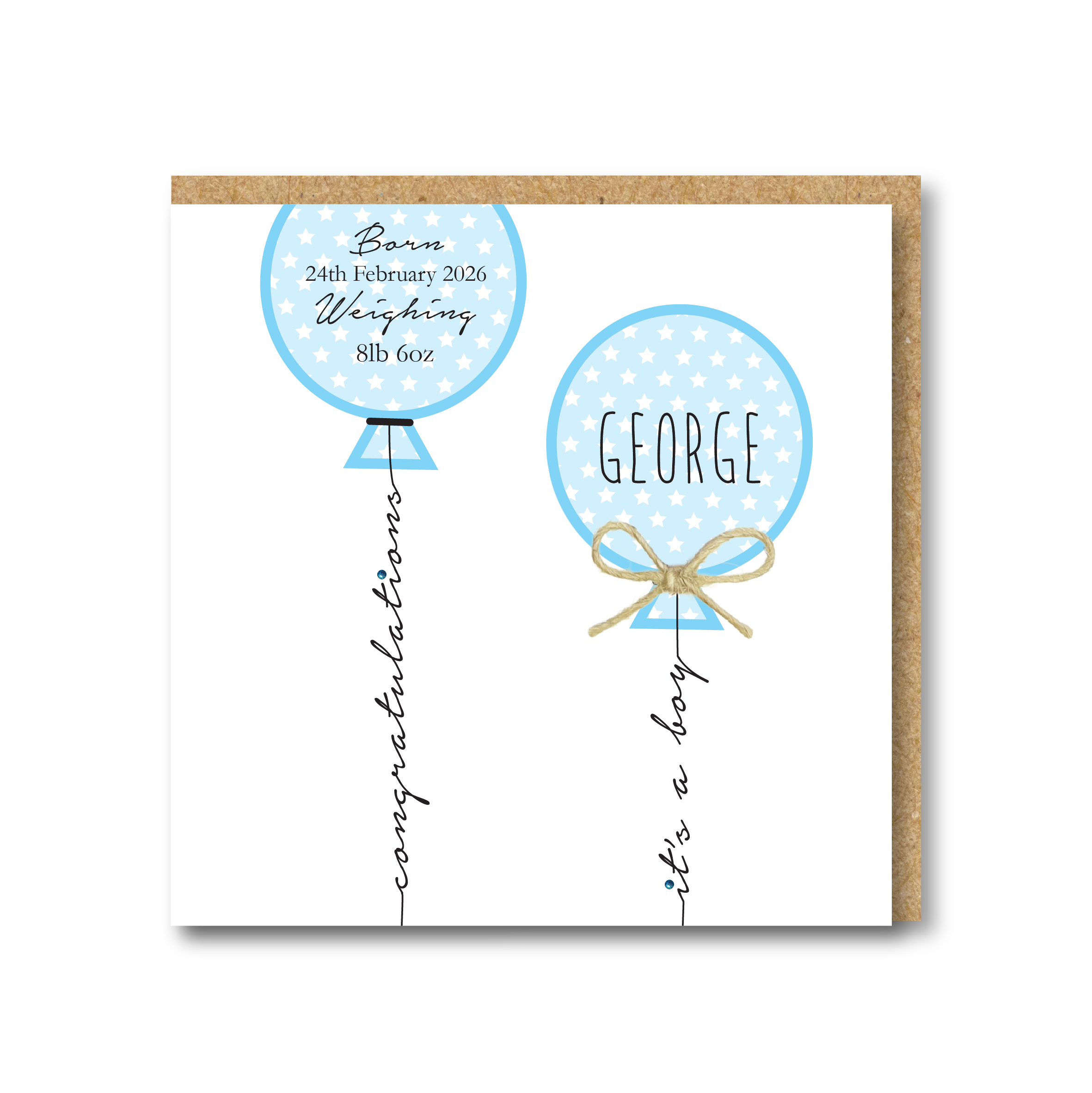 Beautiful Personalised Handmade New Baby Boy Card - Image 2