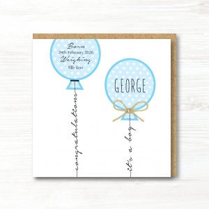 Beautiful Personalised Handmade New Baby Boy Card