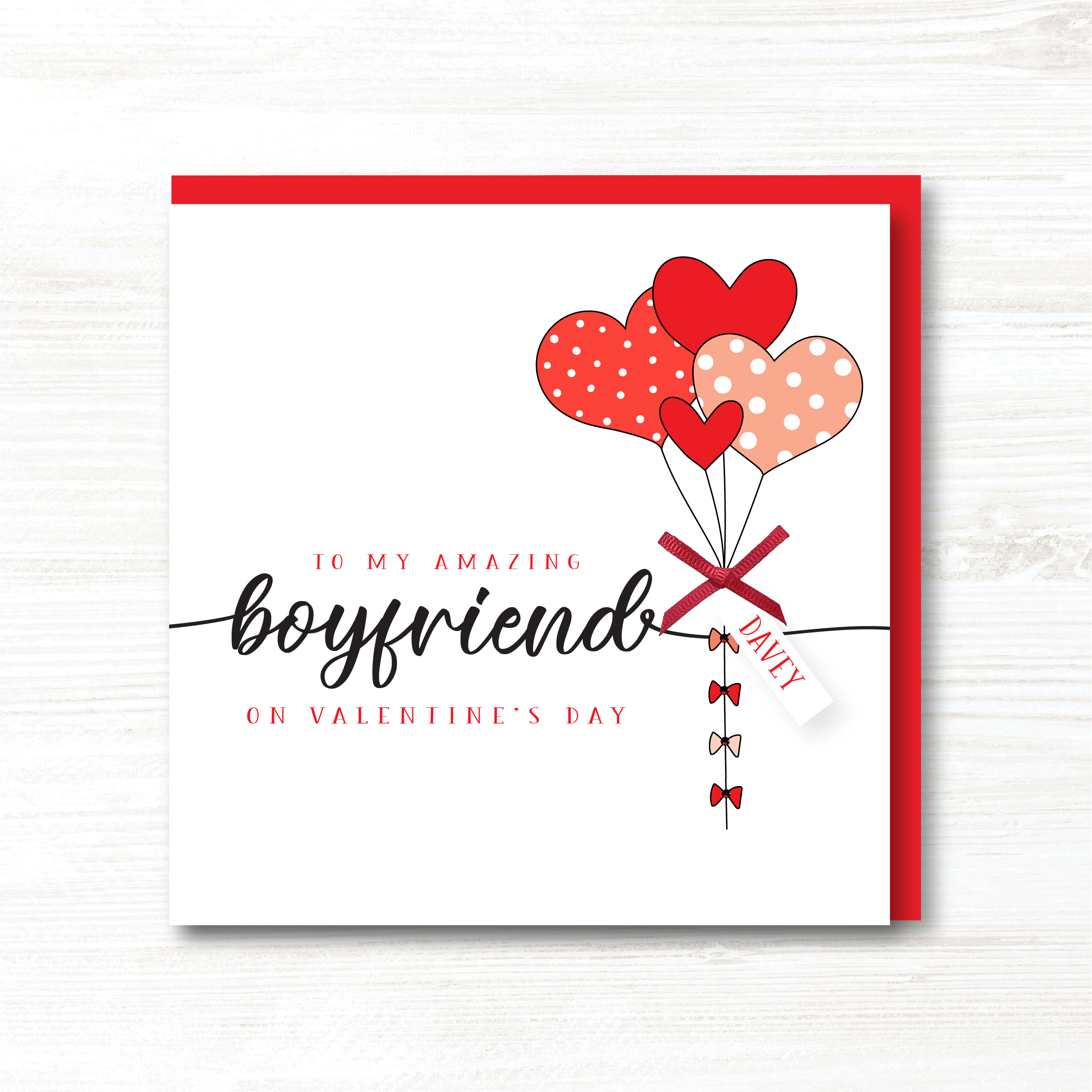 Personalised Handmade Valentine's Day Card, BOYFRIEND