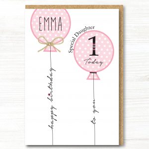 A5 Personalised Handmade Girl Birthday Card, Any Age, Any Relation