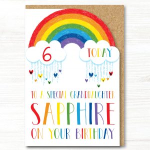 A5 Personalised Handmade Rainbow Birthday Card, Any Age, Any Relation