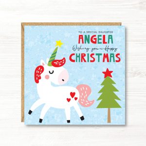 Personalised Unicorn Christmas Card - Any Relation