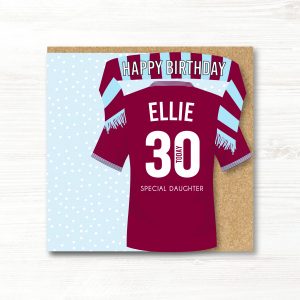 Personalised Handmade Football Birthday Card, West Ham Colours, Any Age, Any Relation