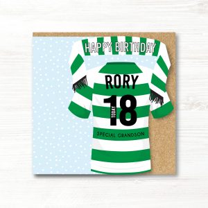 Personalised Handmade Football Birthday Card, Celtic, Any Age, Any Relation