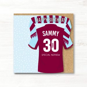 Personalised Handmade Football Birthday Card, Aston Villa Colours, Any Age, Any Relation