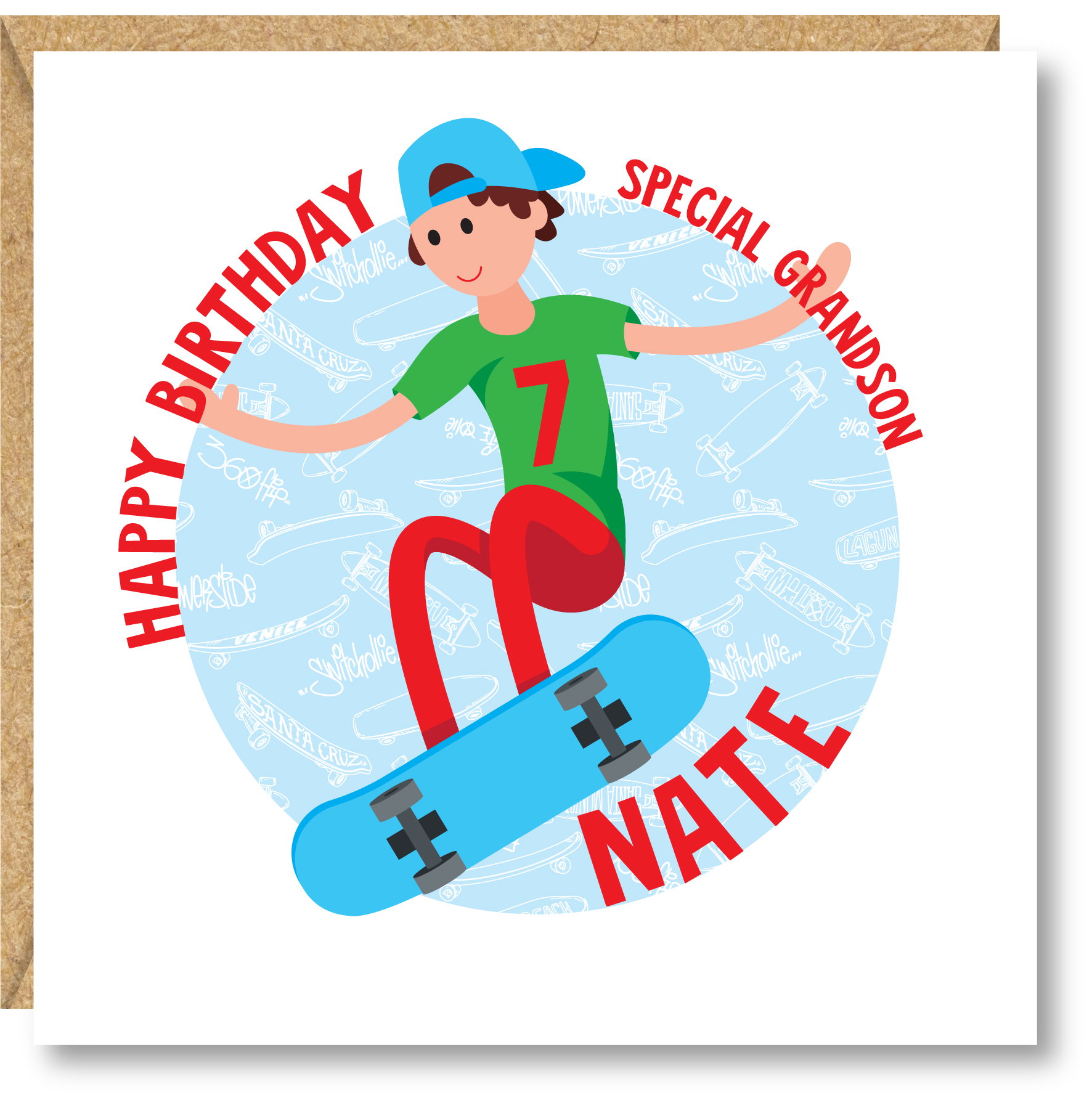 Personalised Boy Skateboard Birthday Card, Any Age, Any Relation - Image 2