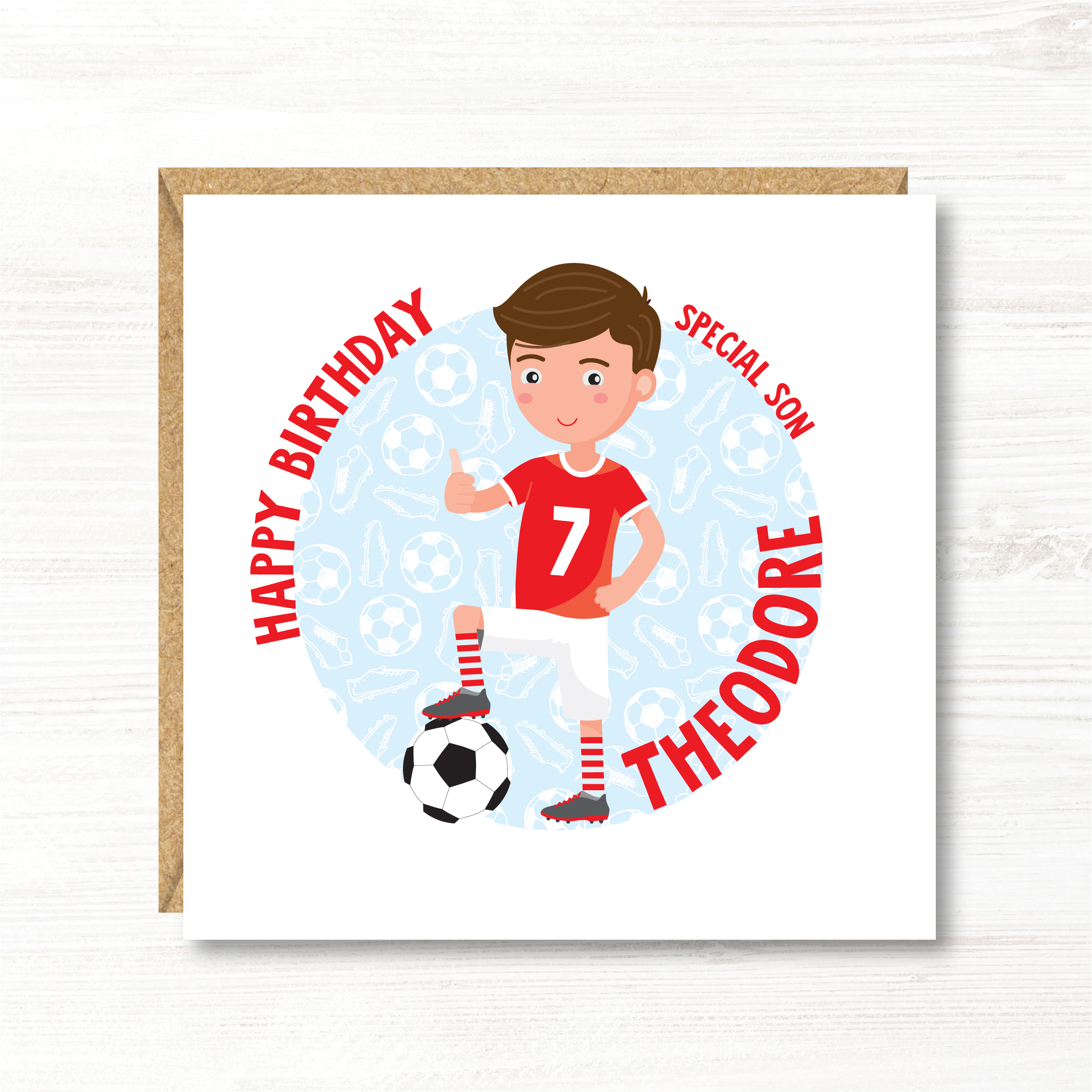 Personalised Boy Football Birthday Card