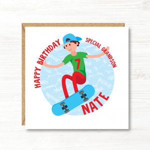 Personalised Boy Skateboard Birthday Card
