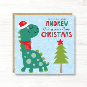Personalised Dinosaur Christmas Card - Any Relation