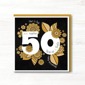 Personalised Handmade Golden/50th Wedding Anniversary Card