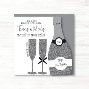 Personalised Handmade Tin/10th Wedding Anniversary Card - Any Relation