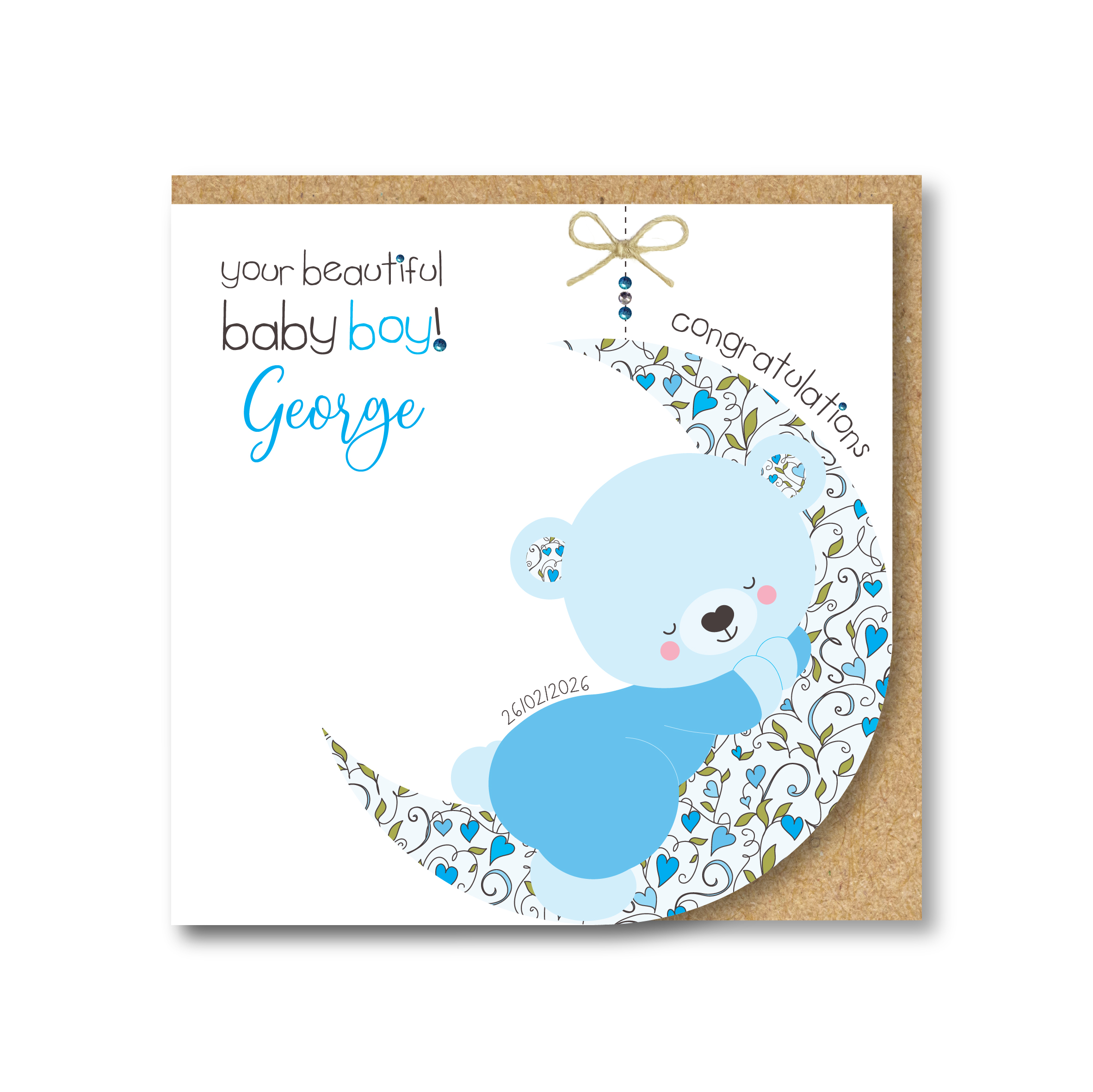 Personalised Handmade New Baby Boy Card - Image 2