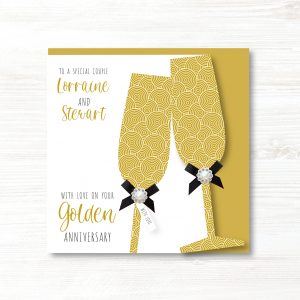 Personalised Handmade Golden/50th Wedding Anniversary Card - Any Relation
