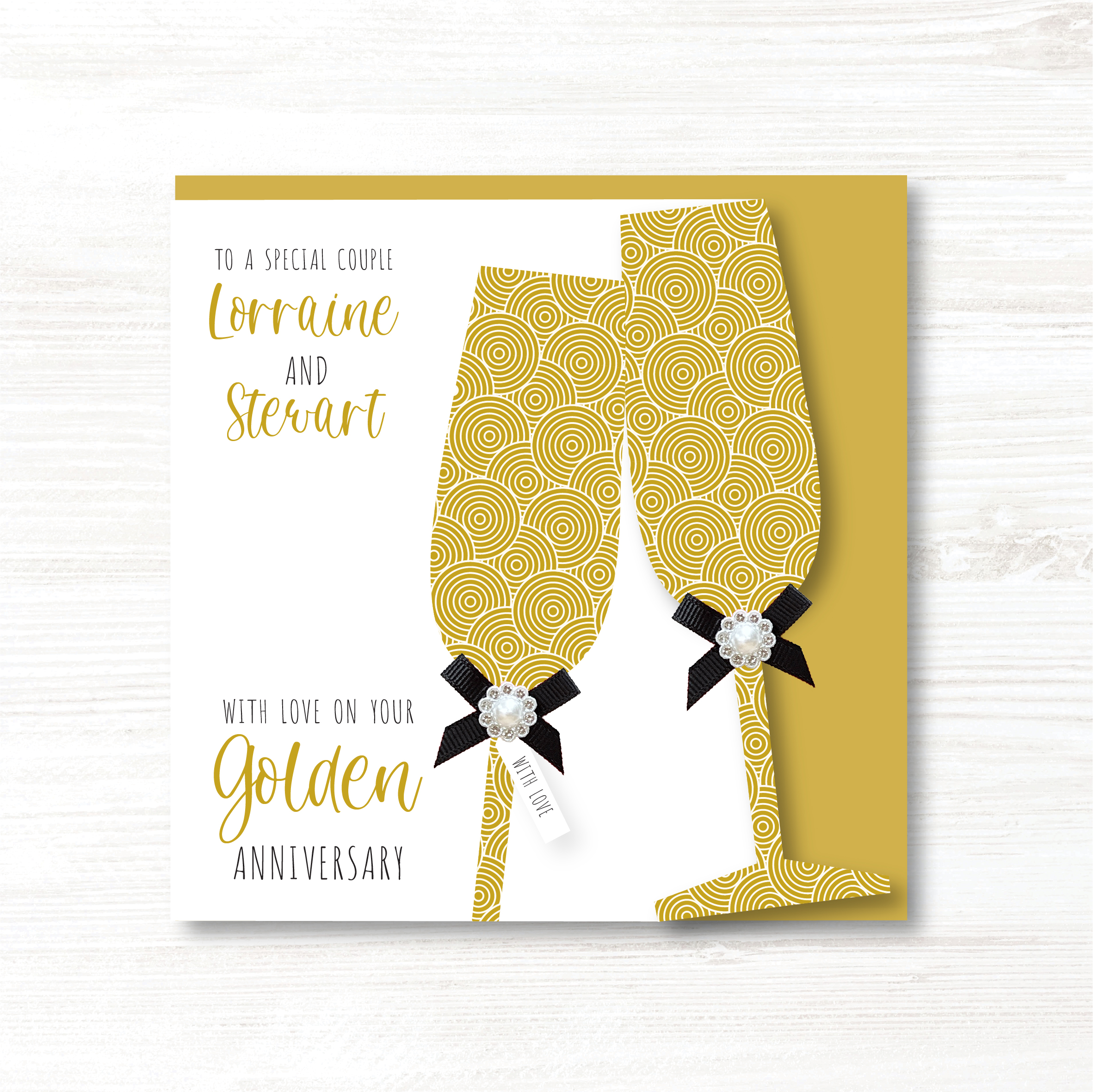 Personalised Handmade Golden/50th Wedding Anniversary Card - Any Relation