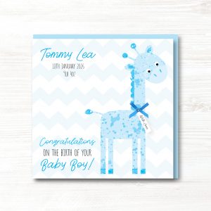 Beautiful Personalised Handmade New Baby Boy Card