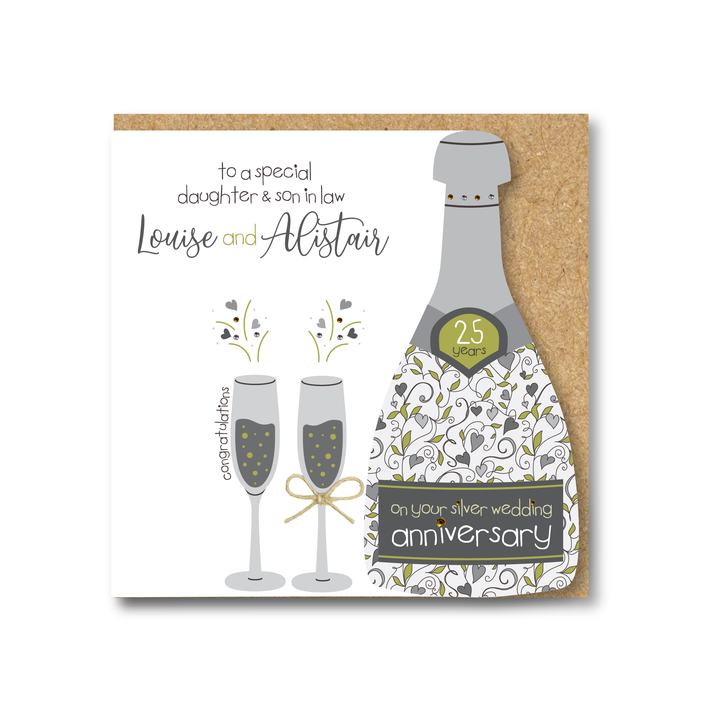 Personalised Handmade Silver/25th Wedding Anniversary Card - Any Relation - Image 2