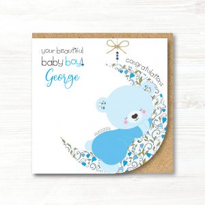 Personalised Handmade New Baby Boy Card