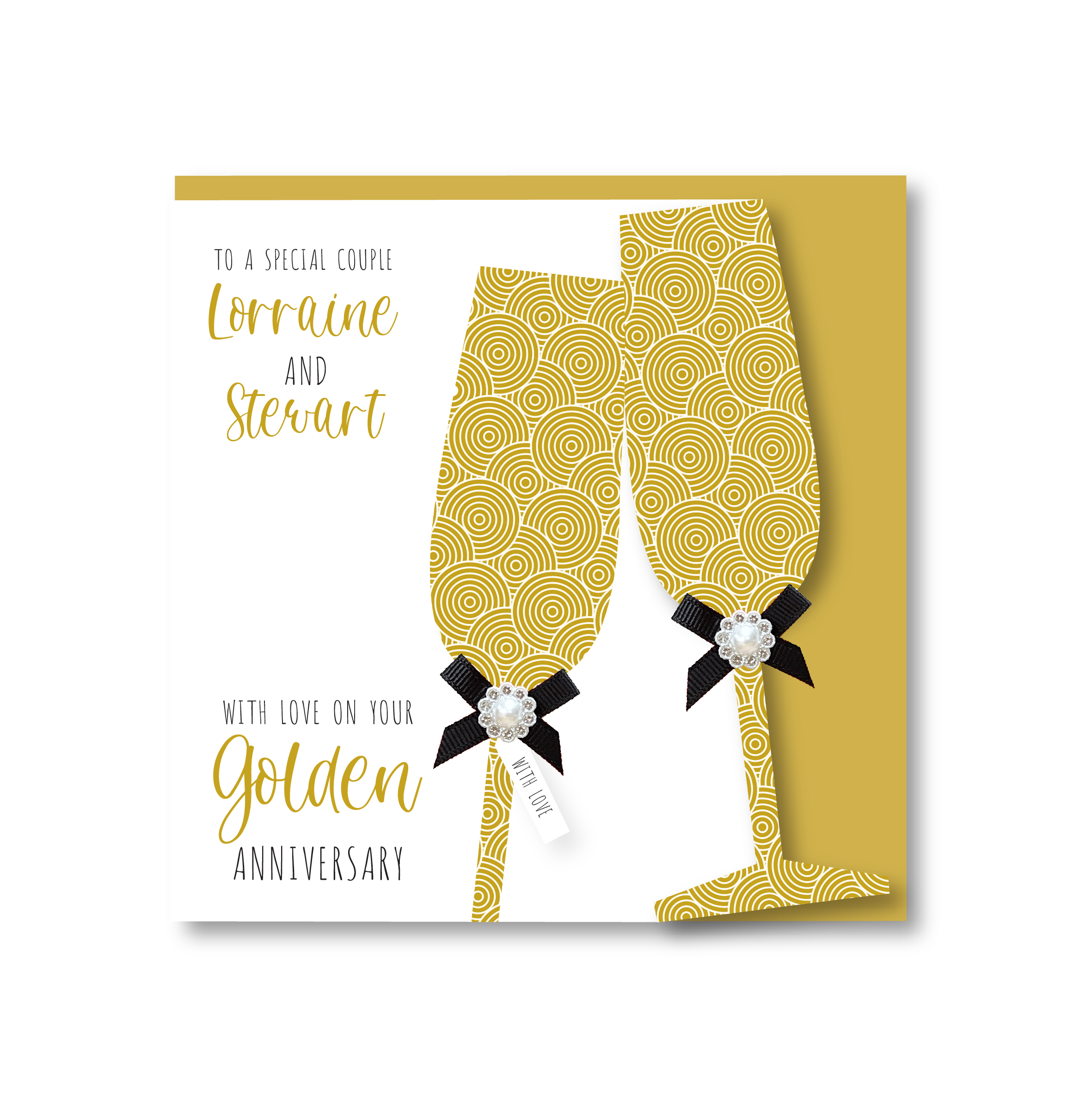 Personalised Handmade Golden/50th Wedding Anniversary Card - Any Relation - Image 2