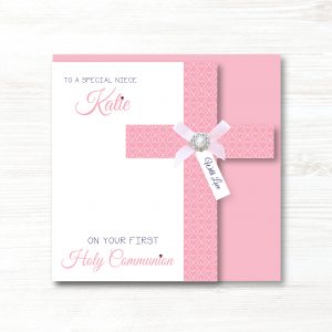 Personalised Handmade Girl Christening/Baptism/First Holy Communion, Pink