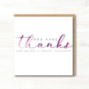 Personalised Handmade Thank You Teacher Card
