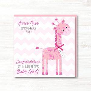 Personalised Handmade New Baby Card, Pink