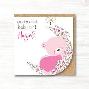 Personalised Handmade New Baby Girl Card
