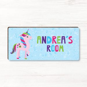 Personalised Unicorn Girls Wooden Bedroom Door Sign, Plaque, Gift