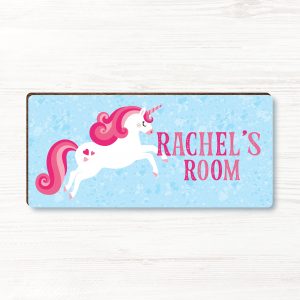 Personalised Unicorn Girls Wooden Bedroom Door Sign, Plaque, Gift