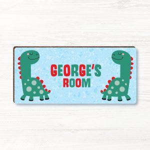 Personalised Dinosaur Boys Wooden Bedroom Door Sign, Plaque, Gift
