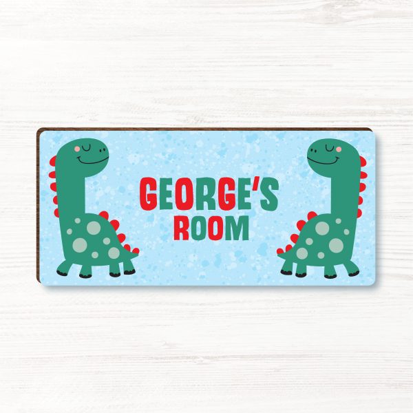 Personalised Dinosaur Boys Wooden Bedroom Door Sign, Plaque, Gift