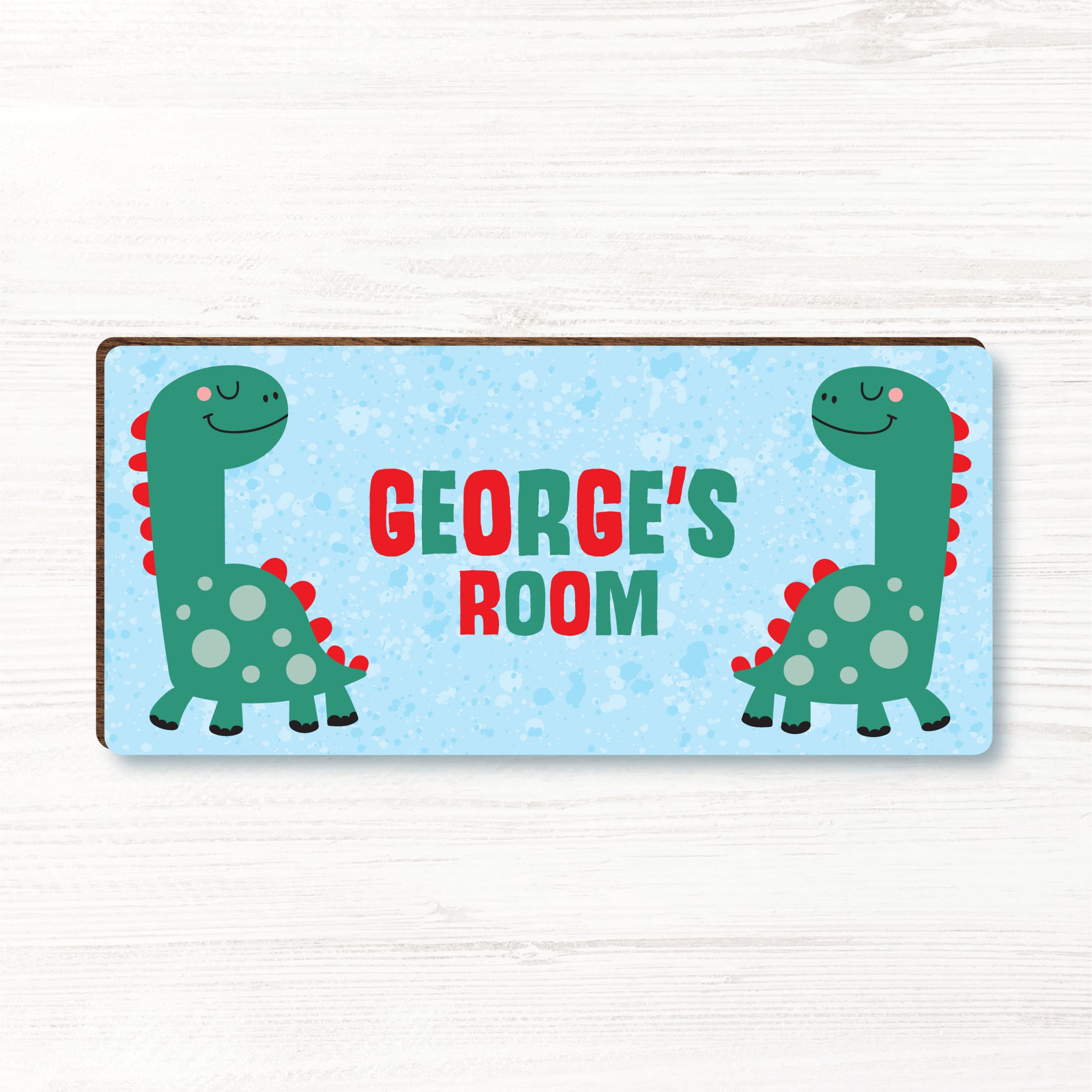 Personalised Dinosaur Boys Wooden Bedroom Door Sign, Plaque, Gift