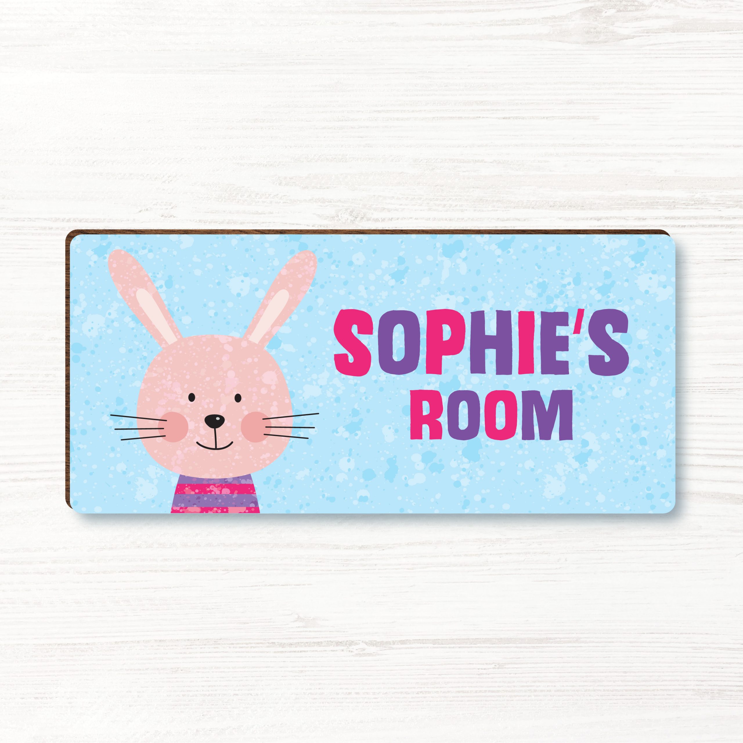 Personalised Rabbit Girls Wooden Bedroom Door Sign, Plaque, Gift
