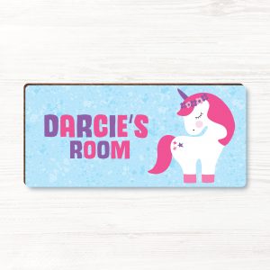Personalised Unicorn Girls Wooden Bedroom Door Sign, Plaque, Gift