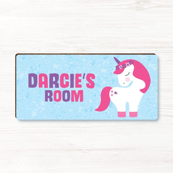 Personalised Unicorn Girls Wooden Bedroom Door Sign, Plaque, Gift