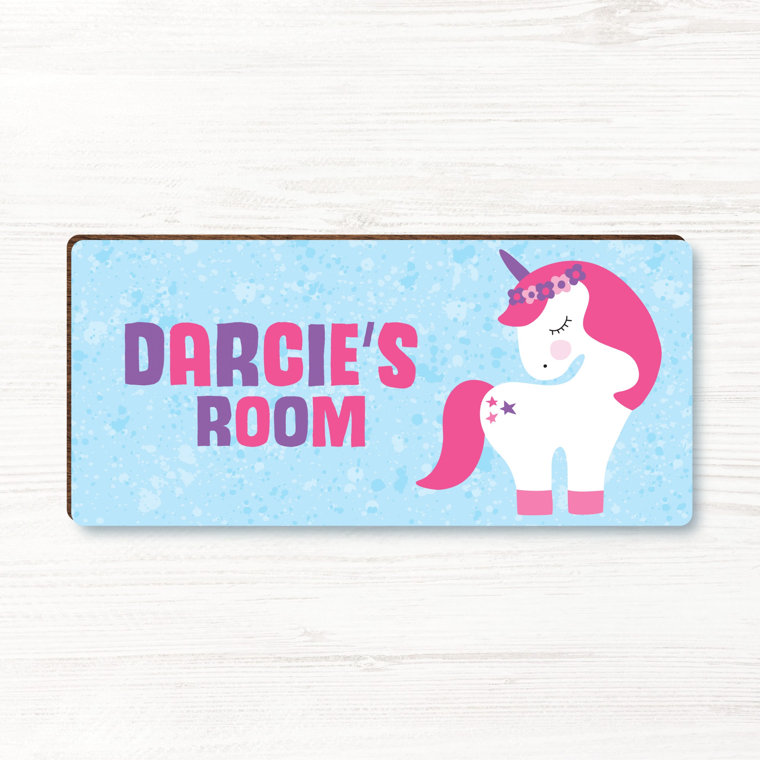 Personalised Unicorn Girls Wooden Bedroom Door Sign, Plaque, Gift